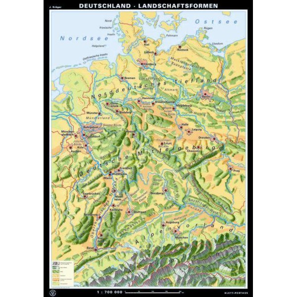 Klett-Perthes Verlag Mapa Niemcy - formy rzeźby terenu i krajobrazu (ABW), dwustronna