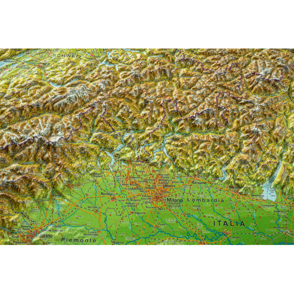 Georelief Łuk Alp, mapa plastyczna 3D, duża