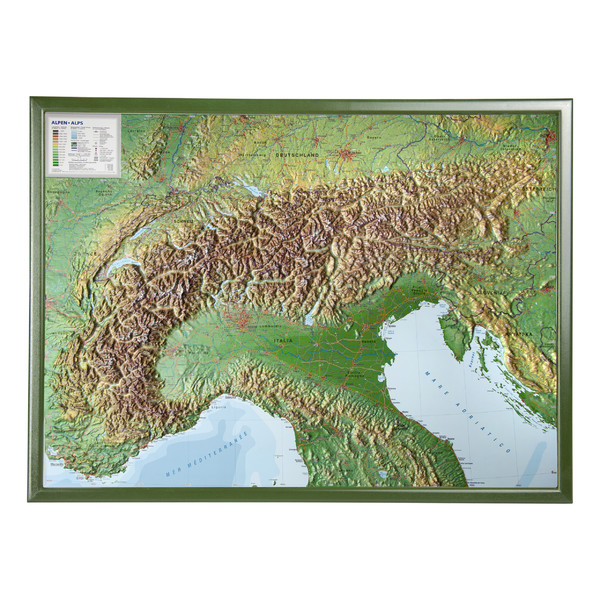 Georelief Łuk Alp, mapa plastyczna 3D, duża, w oprawie drewnianej