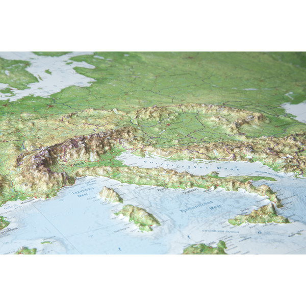 Georelief Europa, mapa plastyczna 3D, duża, w oprawie drewnianej