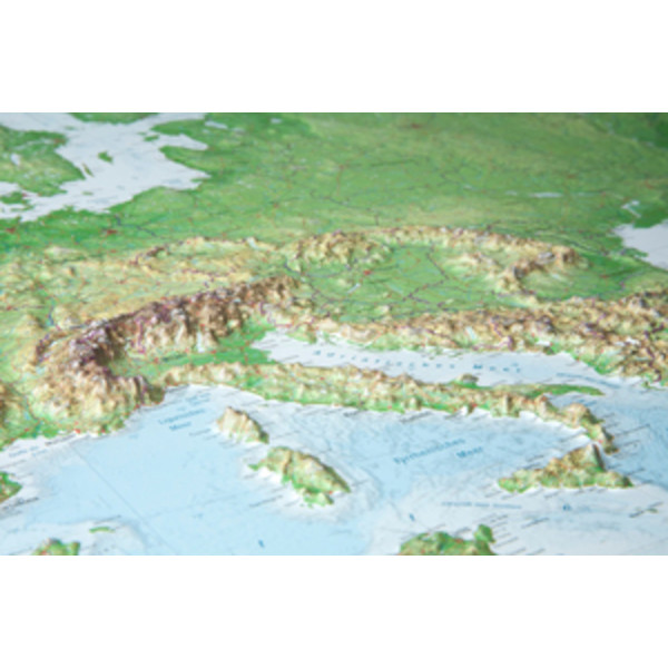 Georelief Europa, mapa plastyczna 3D, duża, w oprawie aluminiowej