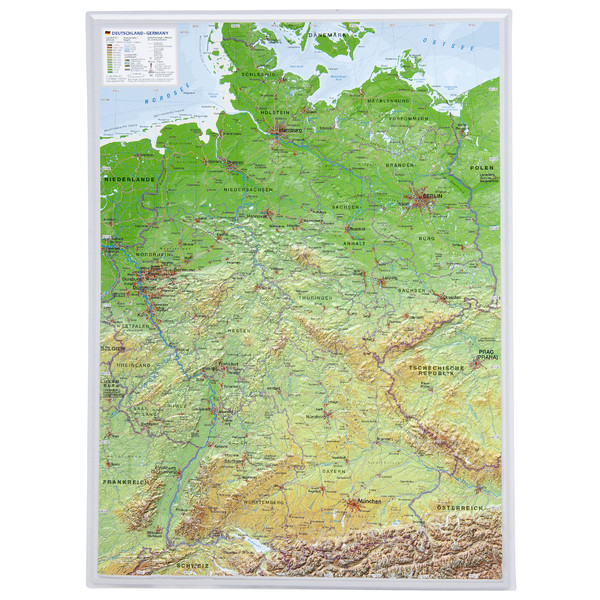 Georelief Niemcy, mapa plastyczna 3D, mała