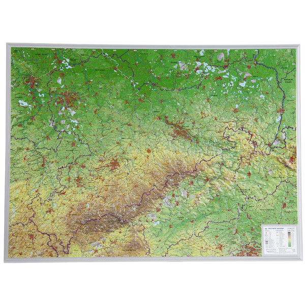 Georelief Saksonia, mapa plastyczna 3D, duża