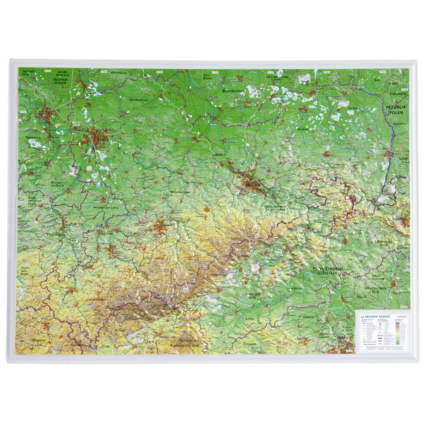 Georelief Saksonia, mapa plastyczna 3D, mała