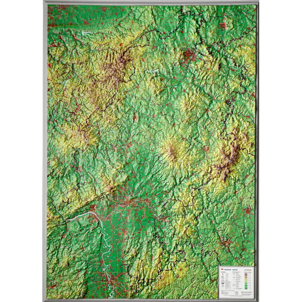 Georelief Hesja, mapa plastyczna 3D, duża