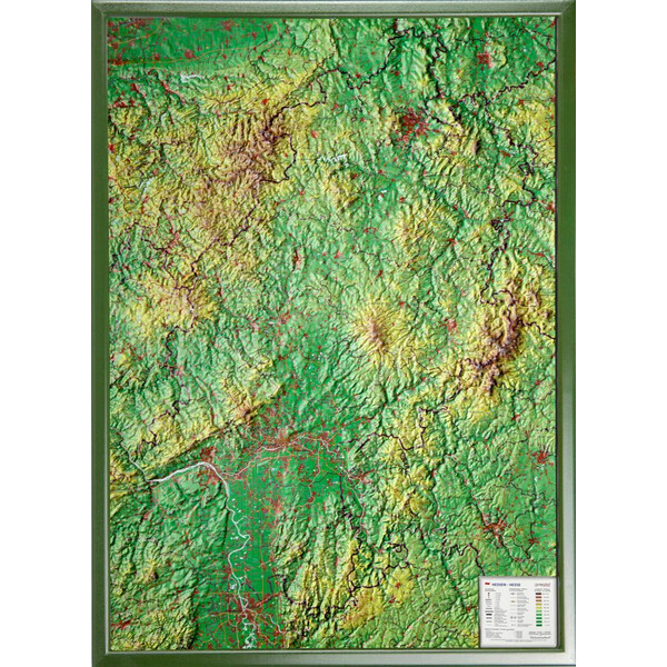 Georelief Hesja, mapa plastyczna 3D, duża