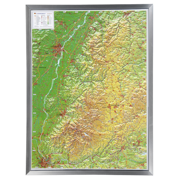 Georelief Schwarzwald klein, 3D Reliefkarte mit Kunststoffrahmen