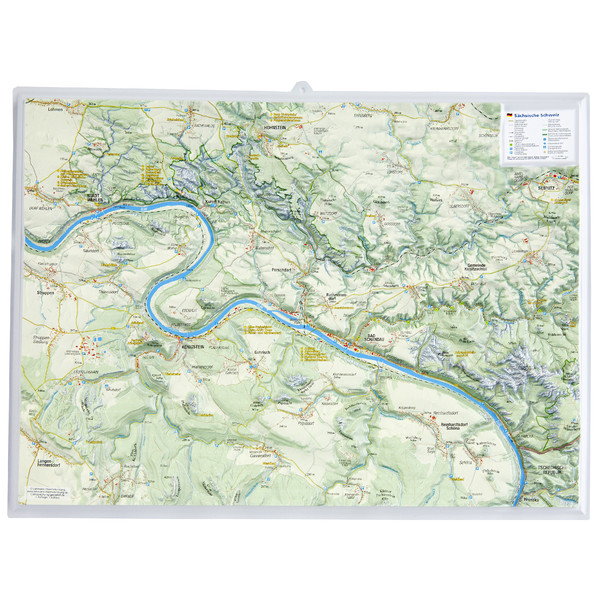 Georelief Szwajcaria Saksońska, mapa plastyczna 3D, mała