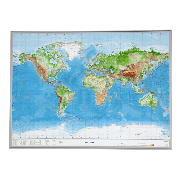 Georelief Świat, mapa plastyczna 3D, duża