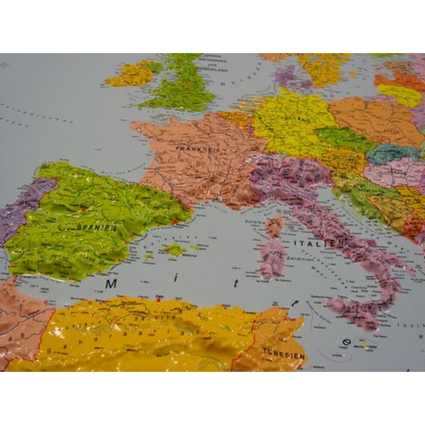 geo-institut , kontynentalna mapa plastyczna Europy, Silver Line, polityczna