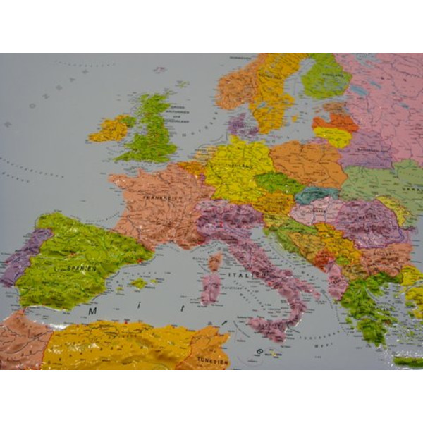 geo-institut , kontynentalna mapa plastyczna Europy, Silver Line, polityczna