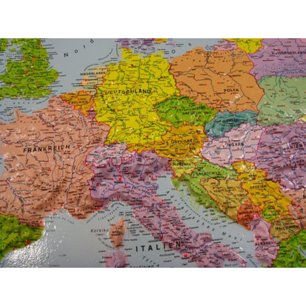 geo-institut , kontynentalna mapa plastyczna Europy, Silver Line, polityczna