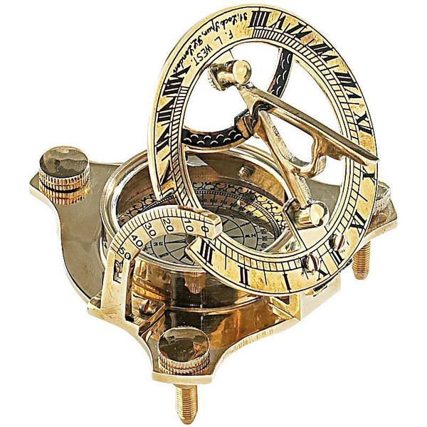 Mosiężny zegar słoneczny St. Leonard z kompasem