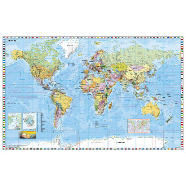 Stiefel Mapa świata - duży format, zapisywalna i zmazywalna - niezwykle odporna na zniszczenie, j. niemiecki