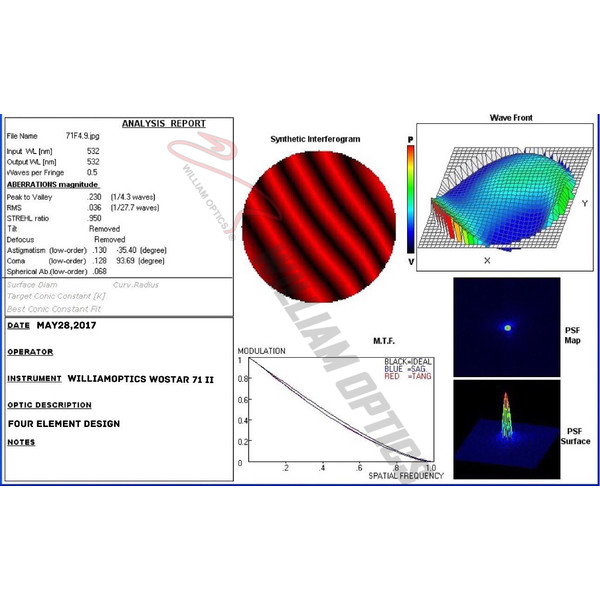 William Optics Refraktor apochromatyczny  AP 71/350 WO-Star 71 Blue OTA