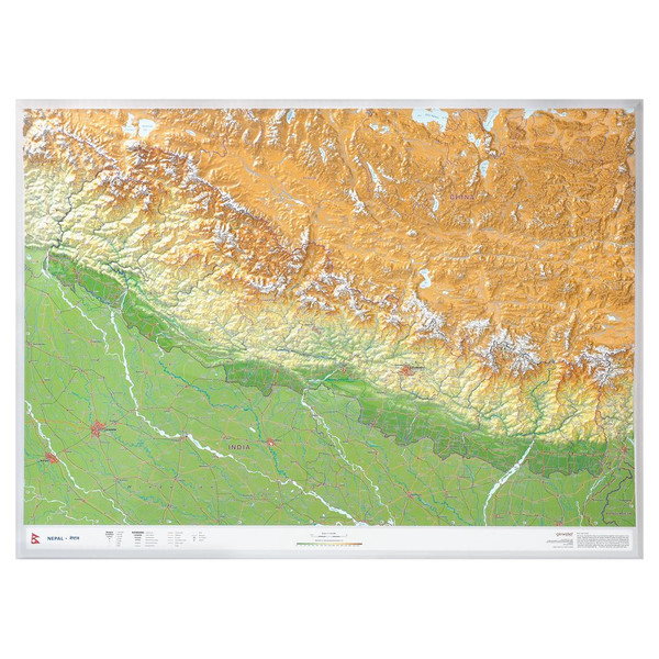 Georelief Mapa regionalna Nepal groß 3D