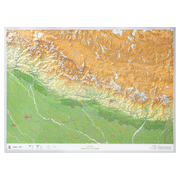 Georelief Mapa regionalna Nepal duży 3D