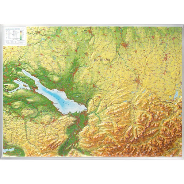 Georelief Mapa regionalna Allgäu Bodensee 3D Reliefkarte (77 x 57 cm)