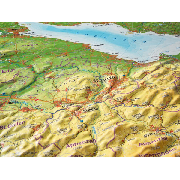 Georelief Mapa regionalna Allgäu Bodensee 3D Reliefkarte (77 x 57 cm)