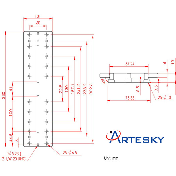 Artesky Montageplatte Losmandy-Style 330mm