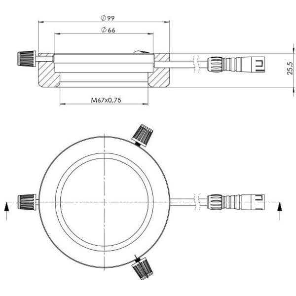 StarLight Opto-Electronics RL4-66-S4 R, segment, czerwony (620 nm), Ø 66 mm