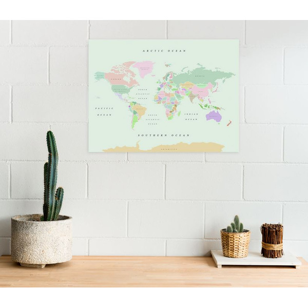 Miss Wood Mapa świata Woody Map Watercolor Retro L