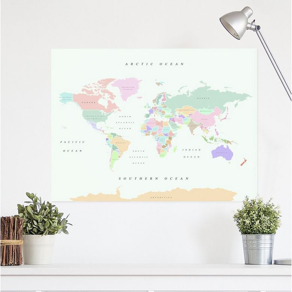 Miss Wood Mapa świata Woody Map Watercolor Retro XL