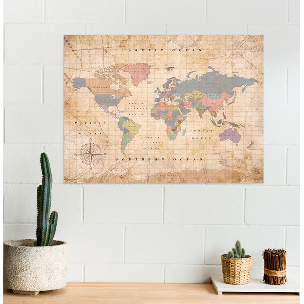 Miss Wood Mapa świata Woody Map Watercolor Old School XL