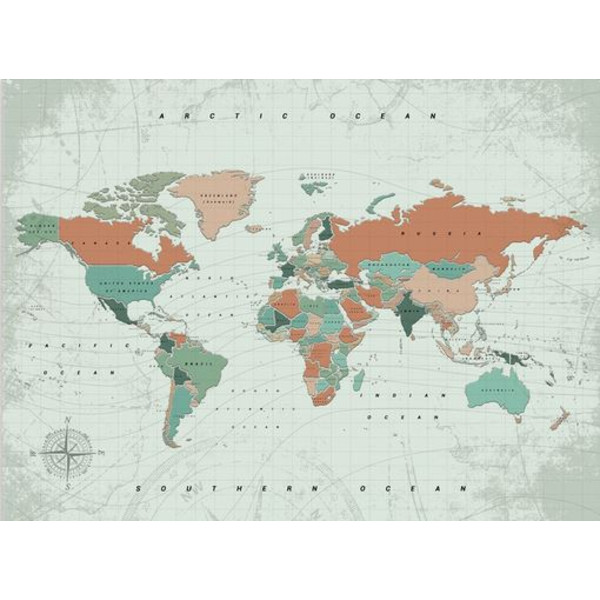 Miss Wood Mapa świata Woody Map Watercolour Terracotta XL