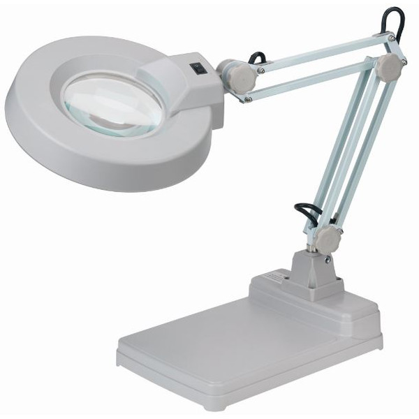Schweizer Lupa Lampa powiększająca z ramieniem nożycowym, podstawa stołowa, 2x/Ø125mm, obustronnie wypukła, 22W