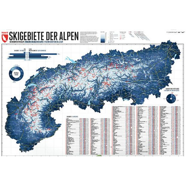 Marmota Maps Mapa regionalna Map of the Alps with 268 Ski Resorts