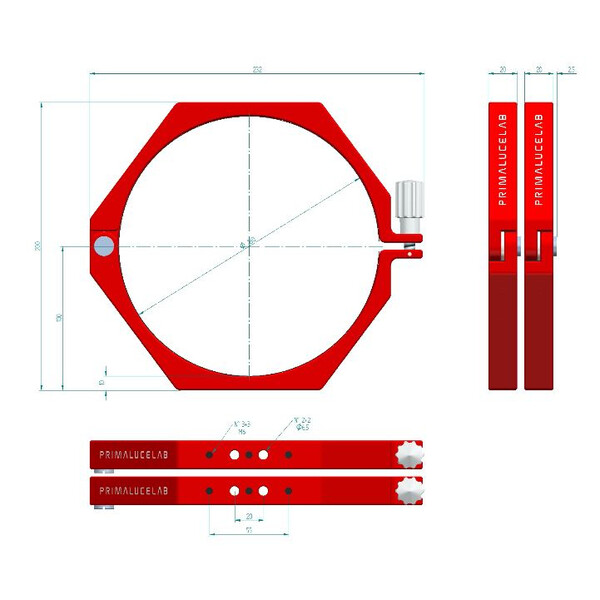 PrimaLuceLab Obejmy do rur PLUS 180 mm