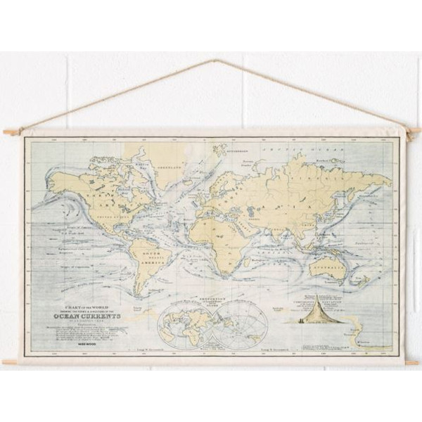 Miss Wood Mapa świata Woody Cotton Map Oceans