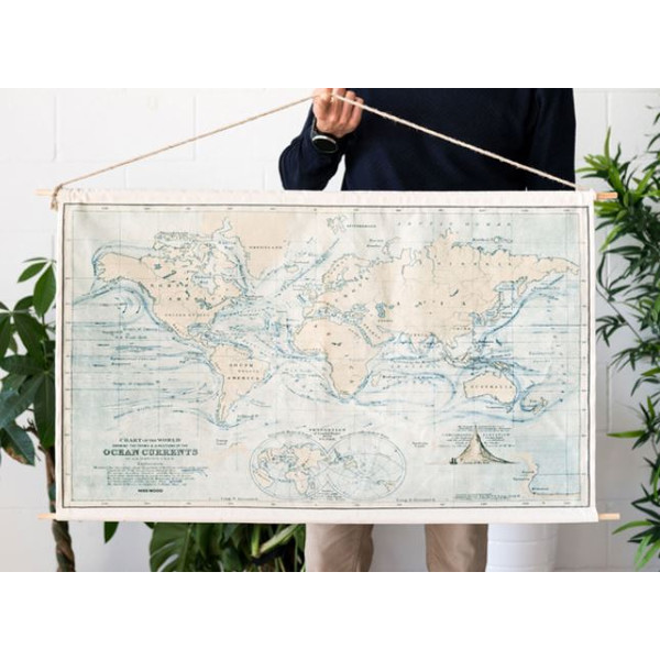 Miss Wood Mapa świata Woody Cotton Map Oceans