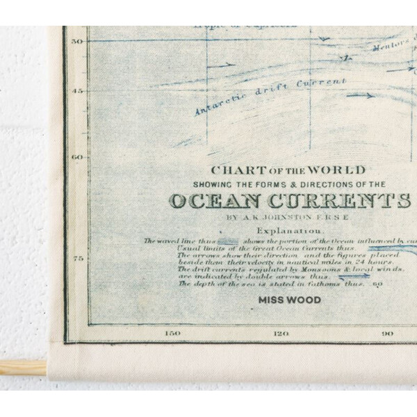 Miss Wood Mapa świata Woody Cotton Map Oceans