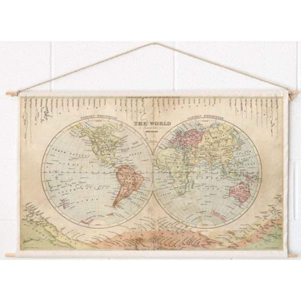 Miss Wood Mapa świata Woody Cotton Map Rivers and Mountains