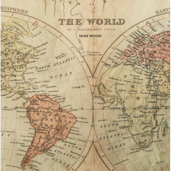 Miss Wood Mapa świata Woody Cotton Map Rivers and Mountains