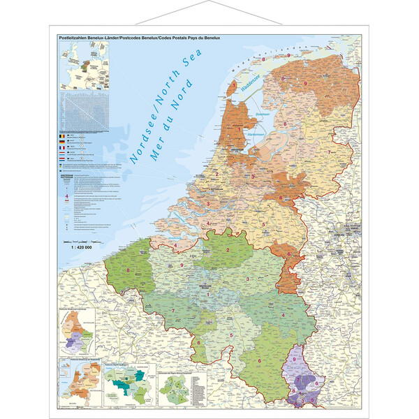 Stiefel Mapa regionalna Benelux mit Postleitzahlen (97x137)