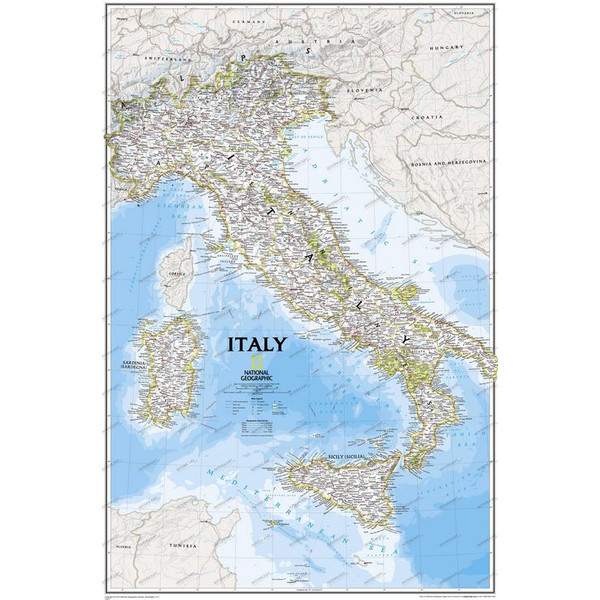 National Geographic Mapa Włochy pinboard oprawiony w ramkę (srebrny)