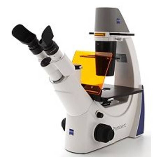 ZEISS Mikroskop odwrócony Primovert trino Ph0, Ph1, Ph2, 40x, 100x, 200x, 400x Kond 0.4, Fluo 470nm