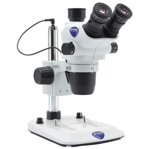 Optika Mikroskop stereoskopowy zoom SZO-4, trino, 6,7-45x, Statyw kolumnowy, Światło padające i przechodzące
