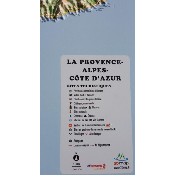 3Dmap Mapa regionalna La Provence-Alpes-Cotes d'Azur