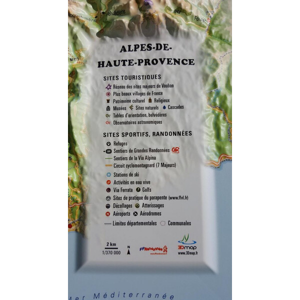 3Dmap Mapa regionalna Les Alpes-de-Hautes- Provence