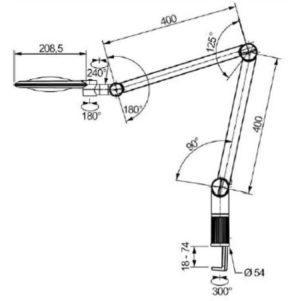 Eschenbach Lupa Lupenleuchte varioLED+, 3,55D, 1,9x, Ø132mm, AA100mm