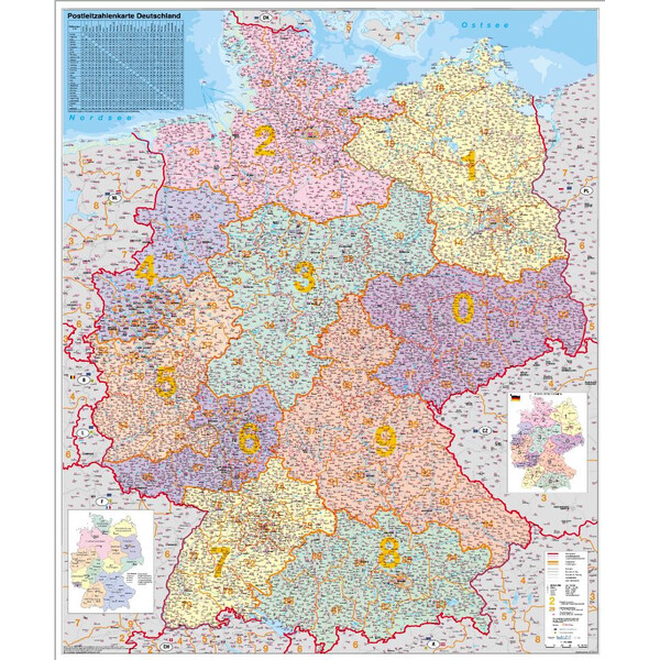 Stiefel Mapa kodów pocztowych, całe Niemcy