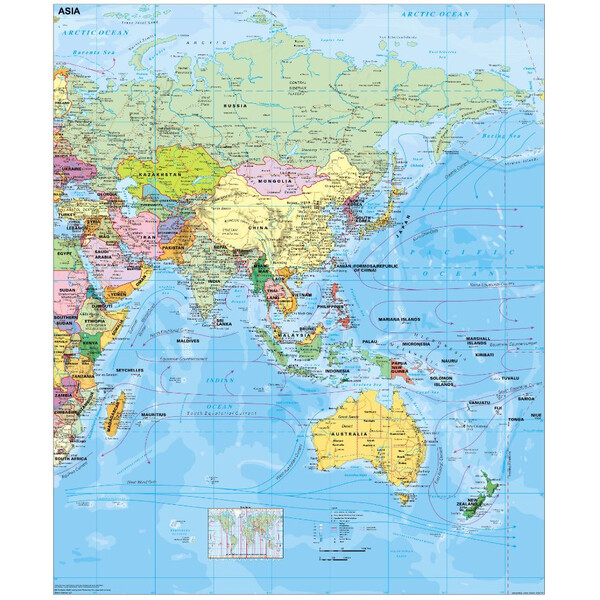 Stiefel Mapa kontynentalna Asia political (english)