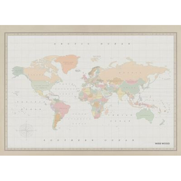 Miss Wood Mapa świata Woody Map Watercolor Colonial XL