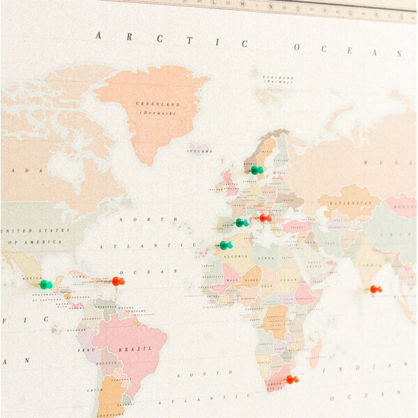 Mappemonde Miss Wood Woody Map Watercolor Colonial XL