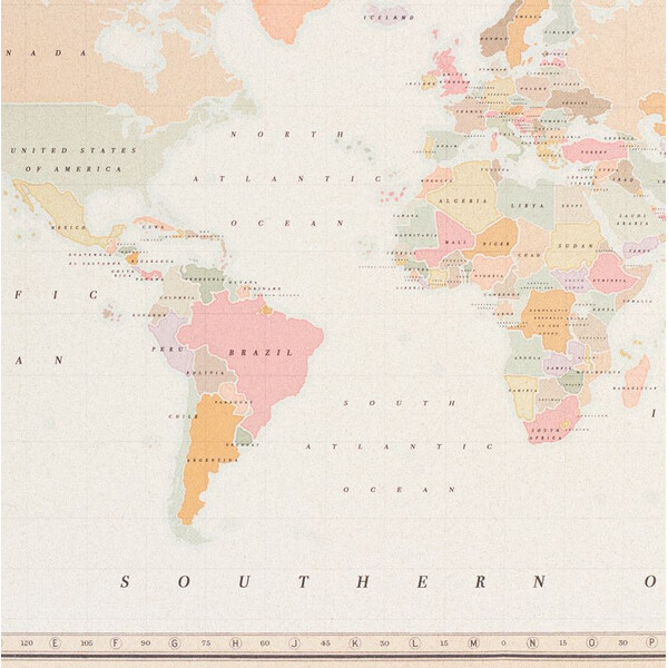 Mappemonde Miss Wood Woody Map Watercolor Colonial XL