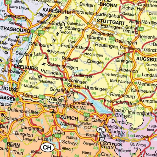 freytag & berndt Mapa kontynentalna Europe political with metal bars